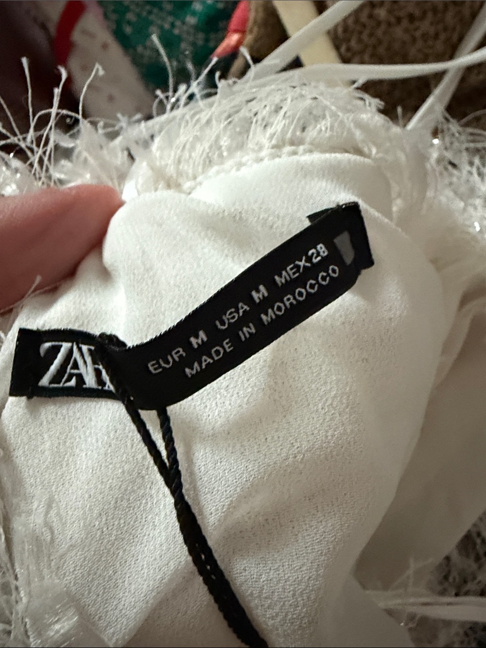 Zara Feather Ivory Spaghetti Strap Mini Dress - Picture 8 of 11